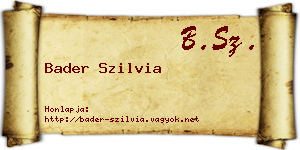 Bader Szilvia névjegykártya